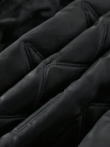 Manfinity Homme Áo khoác nam mùa đông đơn sắc tay dài, một hàng khuy, túi - màu đen - Xem 4