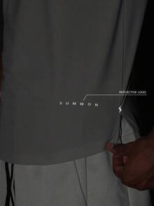 SUMWON 优质性能训练 T 恤运动健身上衣吸湿排汗健身房锻炼健身跑步运动服装反光细节透气舒适 - 深灰色 - 查看 4