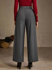 MOTF PREMIUM 前缝阔腿西装裤 - 灰色 - 查看 2