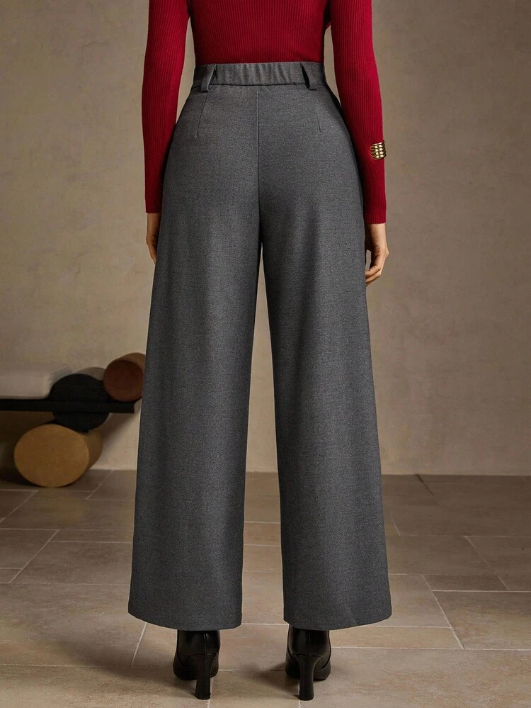 SEAM FRONT WIDE LEG SUIT PANTS