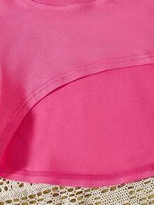 Sparklyn 少女高低短袖t恤和字母圖案背心連身褲