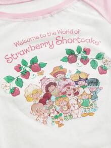 Strawberry Shortcake | ROMWE Áo thun cổ tròn tay ngắn họa tiết hoạt hình Colorblock cỡ lớn - trắng - Xem 4
