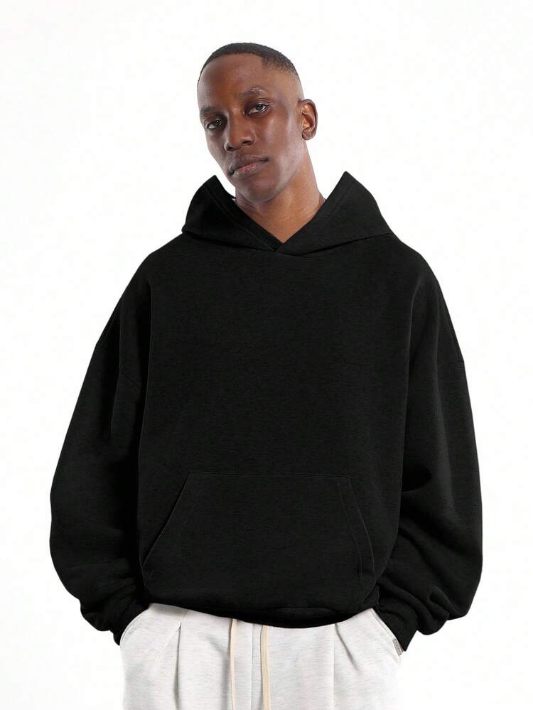 Boxy Fit Pullover Hoodie With Centre Pocket