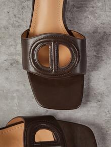 SHUZIA 女士时尚舒适镂空高跟凉鞋 - 咖啡棕 - 查看 6