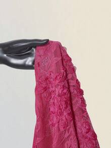 SHEIN ICON Robe moulante mini transparente avec encolure plongeante drapée et dos nu en dentelle 3D pour femmes - Rouge - Voir 8