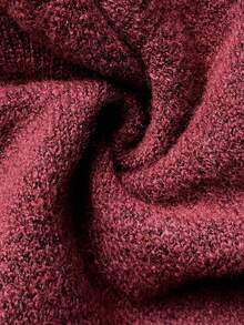 Elenzga Suéter de punto con volantes en el bajo, mangas largas, hombros descubiertos y decoración de lazo exagerado de unicolor para mujer - Rojo - Ver 8