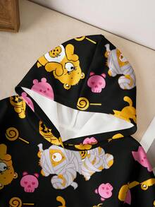 SHEIN X Care Bears 少女卡通图案长袖连帽卫衣 - 白色 - 查看 4