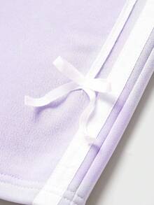 JNSQ Vêtements pour préadolescentes, robe Sweat-shirt ample à col rond et manches longues pour l'automne, robe imprimée de lettres drôles avec ceinture à nœud papillon, convient pour le port quotidien en automne et hiver, les activités extérieures, les vacances, le style de rue, les fêtes et les loisirs - Parme - Voir 6