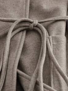 Franclia Áo khoác nữ tay dài màu trơn, thường ngày thu/đông mới, tối giản và đa năng - Màu Khaki - Xem 4