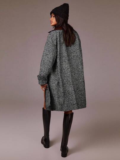 Athîral 女士人字纹长袖休闲宽松常规夹克，秋冬