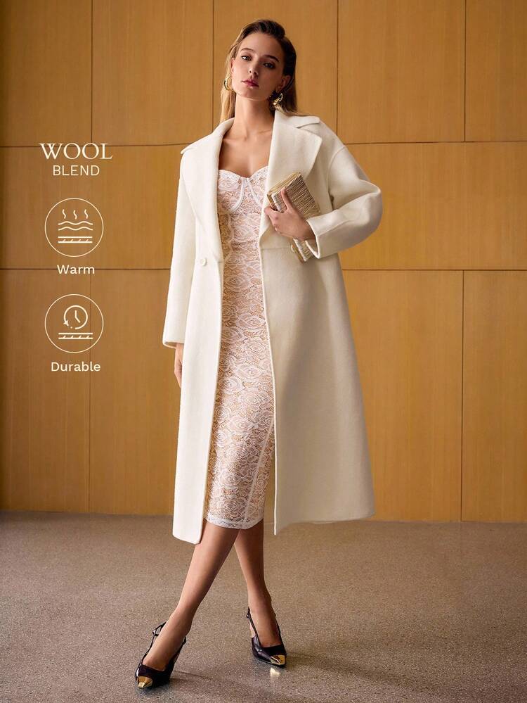 ABRIGO CRUZADO DE DOBLE BOTONADURA DE LANA