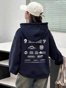 Dazy Kids 女童连帽印花保暖衬里运动衫，秋季