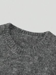 Everyssa 女士休闲百搭纯色针织背心 - 深灰色 - 查看 5