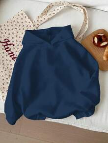 Leap Crew Áo nỉ dài tay dáng rộng thoải mái màu xanh hải quân, họa tiết rùa biển, thích hợp cho bé gái tuổi teen, phù hợp cho mùa thu/đông. - Nhiều màu - Xem 2