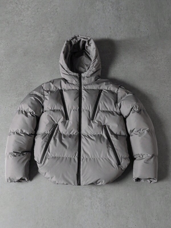 PAVTROS Men's Hooded Multi-Zipper Neck Protective Solid Color Design Casual Streetwear Daily Versatile Padded Coat, Winter Puffy Jacket Men Mens Winter Coat Winter Jacket Men Mens Hooded Puffer Jacket Bubble Coat Men Outerwear Men Puffy Coat Men Bubble Jacket Men