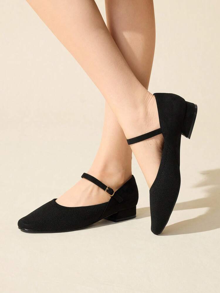 CUCCOO BASICS Bailarinas de estilo Mary Jane negras para mujer, con punta cuadrada, adecuadas para ir al trabajo, vacaciones, citas, compras y otras ocasiones