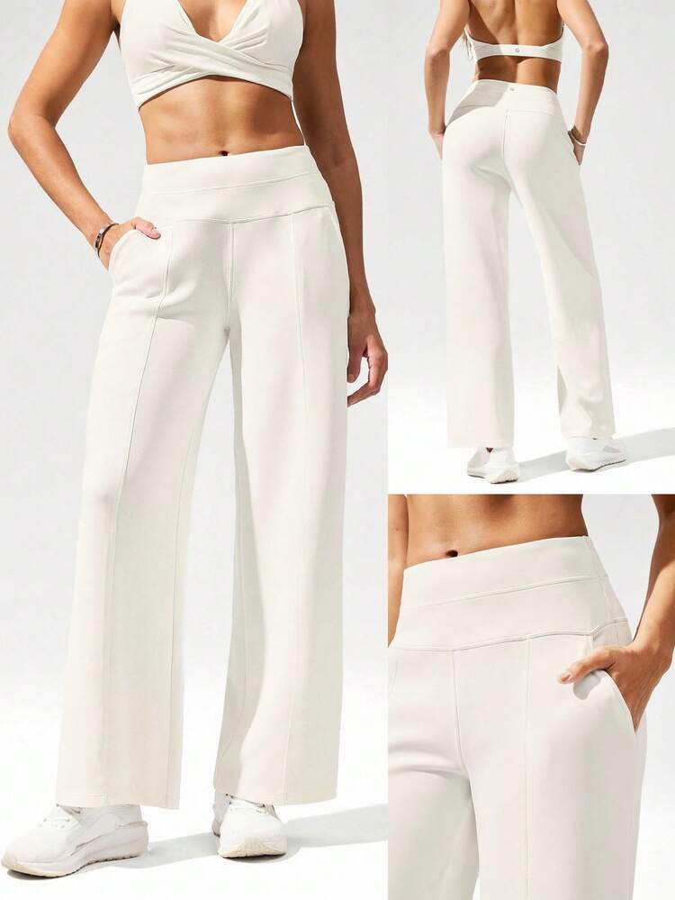 28" SoftCalm Modal Petite High-Waist Silky Smooth Non-See Through Side Pockets Wide Leg Pants Daily Casual Wear Spring Summer