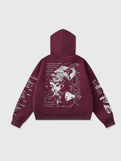 Street Life sweat-shirt à capuche homme avec imprimé graphique et slogan, style de rue rétro, automne/hiver