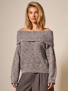 COSMINA Casual Loose Off Shoulder Long Sleeve Women Sweater In Fall/Winter - Multicolor - View 1