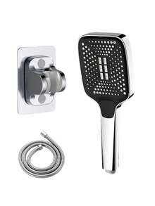 SHEIN 1Pc ABS Material 3-Mode Pressurized Shower Head With Large Panel And Electroplated Surface Home Bathroom Decor Fall Decor Bathroom Accessories