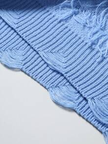 Manfinity EMRG 男士休闲宽松纯色圆领长袖毛衣，秋冬 - 藍色 - 查看 5