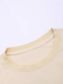 Manfinity Homme Men Solid Round Neck Drop Shoulder Tee For Summer - Apricot - View 5