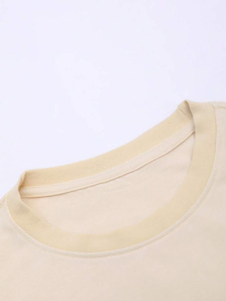 Men Solid Round Neck Drop Shoulder Tee For Summer