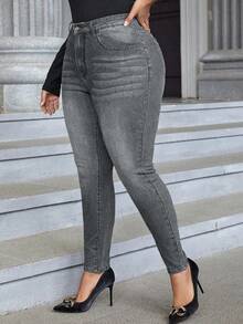 EMERY ROSE Jeans pitillo con bolsillos de talla grande