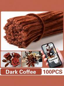 优质毛绒雪尼尔茎 - 100/150 件，用于逼真的向日葵花束和家居花卉装饰，扭曲棒用于 DIY 向日葵花束手工材料毛绒雪尼尔茎 - Yellow + Brown + Grass Green - 查看 9