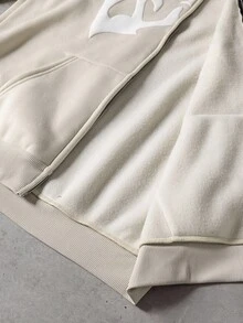 PAVTROS Manfinity Streetrush Casual Loose Zip-Up Long Sleeve Hoodies For Men, Streetwear, Fall - Apricot - View 5