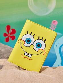 SpongeBob SquarePants | SHEIN 1 件 PU 皮革卡通图案护照夹，可放置护照、登机牌，包含 2 个卡槽，适合男士、女士、青少年、旅行， - 黃色 - 查看 3