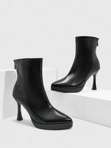 CUCCOO SZL 女士时尚百搭防水厚底超高跟踝靴 - 黑色 - 查看 4