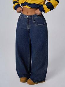 Jeanoix Quần dài thêu họa tiết thường ngày thời trang cỡ lớn dành cho nữ - Rửa tối - Xem 7