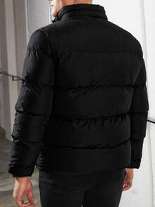 EURMUSE Men Zip Up Puffer Coat - Black - View 2
