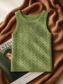 Ontre 2025 Chaleco de punto de unicolor para mujer, minimalista, casual urbano de negocios, prenda superior básica