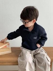 DAZY Baby Boys' Korean Style Turndown Collar Long Sleeve Sweatshirt Fall,Winter