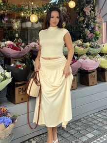 NegzBox Bộ trang phục hai mảnh màu vàng bơ dành cho nữ mặc hàng ngày, Bộ 2 món dành cho nữ, Bộ mùa hè, Phong cách Boho, Kỳ nghỉ, Bãi biển, Bộ, Trang phục ăn trưa dành cho nữ, Phong cách cổ tích, Thanh lịch, Thường ngày - Màu vàng - Xem 6