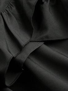 SHEIN MOD Plus Size Women's Black Ruffles Hem Skirt, Vintage Black Layered Skirt