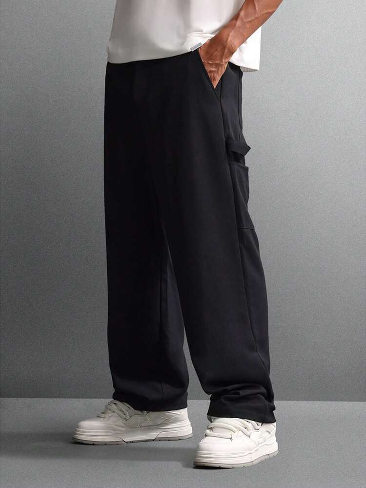 Pantalones de carpintero de lona de pierna ancha con bolsillos utilitarios