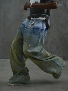 Manfinity ZONE917 Quần Jeans Denim Nam Màu Bạc Thường Ngày - Màu xanh lam - Xem 1