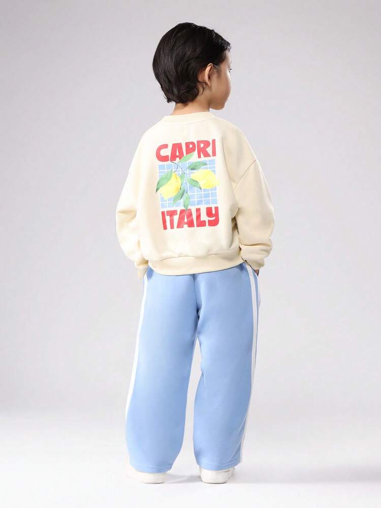 Felpa con stampa di limoni e pantaloni a gamba larga