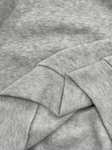 SHEIN Felpa girocollo grigia oversize a maniche lunghe per ragazze pre-adolescenti, versatile per uso quotidiano, adatta per l'autunno