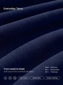 GLOWMODE French Terry Midi Dress Side Pockets Zip Casual Daily - Dark Blue - View 6