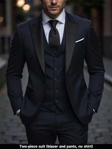 Calvornis 男士商务休闲翻领长袖夹克和裤子套装