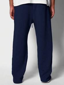 Quần nỉ SUMWON thêu chữ, dáng rộng, thoải mái, thường ngày, có dây rút ở eo, thuộc bộ sưu tập mùa đông thu. Màu trơn. - Màu xanh hải quân - Xem 4