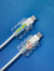 SpongeBob SquarePants | SHEIN Data Cable Protective Cover, Suitable For IPhone Charger, Cartoon Pattern, 3 Pieces Charger Protector (Excluding Data Cable)
