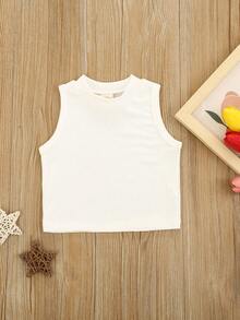 SHEIN Young Girl Solid Round Neck Tank Top