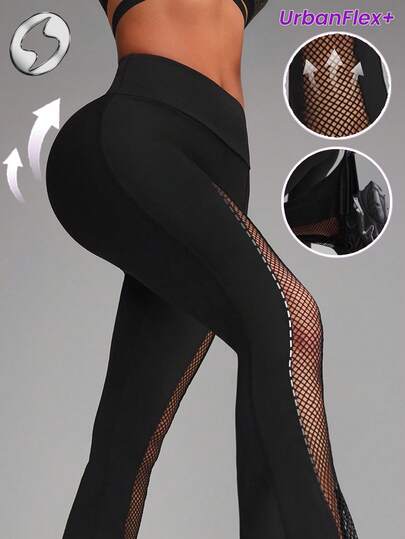 Innovista Women Activewear Sports Flare Leggings, Breathable Mesh Cut Out & High Elastic Dry Fit Gym Bottom, High Waist Tummy Control Workout Outfits, Sculpting Shapewear, Fitness Pants, Edgy & Unique Stylish Tracksuit, Running,Cardio,Strength,Weights,Pilates,Yoga,Mat,Boxing,Dance,Outdoor,Hike,Camping,Trail,Volleyball, Music Festival,Party,Black,Autumn Gear,Autumn Fall Gear
