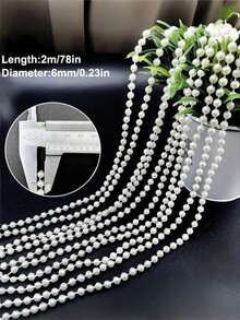 Kit com 2 Cordões de Pérolas Artificiais de Luxo (2m e 10m de Comprimento) | Guirlanda de Pérolas Artificiais, Corrente de Pérolas Redondas para Arco de Casamento, Painel de Fundo, Cortina, Chá de Panela, Festa de Aniversário e Decoração de Festas | Materiais para Artesanato DIY, Corte no Tamanho Ideal sem Desfiar, Reutilizável, Decoração Elegante para Casa | Atacado em Grande Quantidade, Qualidade Premium
