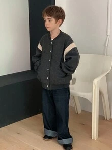 DAZY 大码男童休闲宽松撞色夹克，秋季街头风格